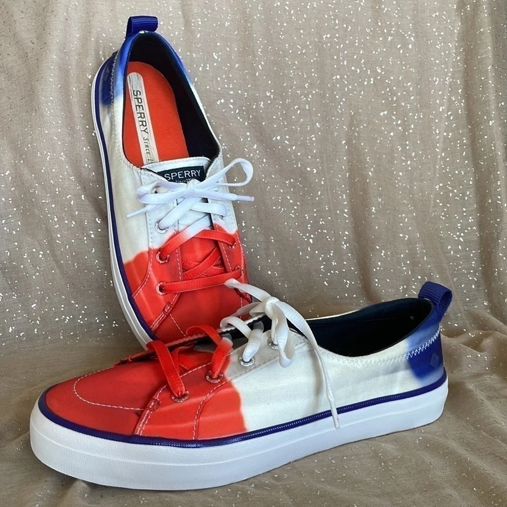 Brand New Sperry x Popsicle Red White & Blue Patriotic American Lace Up Sneakers